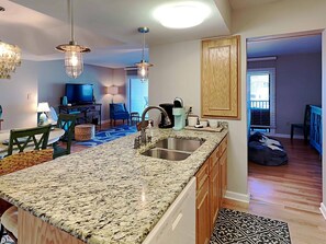 Fridge, microwave, oven, dishwasher