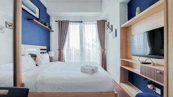 Apartemen, 1 kamar tidur | Didekorasi berbeda-beda dan dilengkapi dengan perabotan berbeda-beda