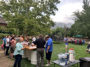 Outdoor dining - Luxury Basement Apartment with Private Entrance.  Play with Farm Animals! (Springville)