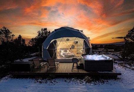 Terrace/patio. Cabin | Geodome | Hot Tub | Fire Pit | Stargazing Pergola | Great Sand Dunes NP