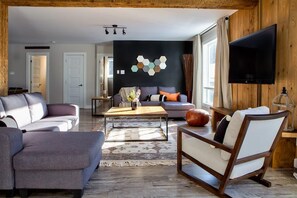 テレビ、暖炉、書庫、書斎 / ワークスペース