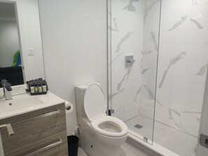 Dusche, Haartrockner, Handtücher