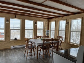 Dining - Rustic Waterfront, Lakeside Cottage with Stunning Views 1 hour from Winnipeg. (Oak Point)