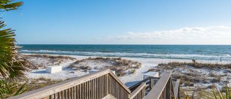 Beach nearby, sun loungers