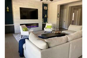 Smart TV, fireplace, printers
