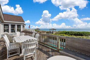 Outdoor dining - 6120 YankeeClipper*Oceanfront*Elevator*Pool*HotTub (Nags Head)
