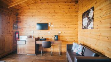 Comfort Cabin | Premium bedding, down comforters, Select Comfort beds, desk