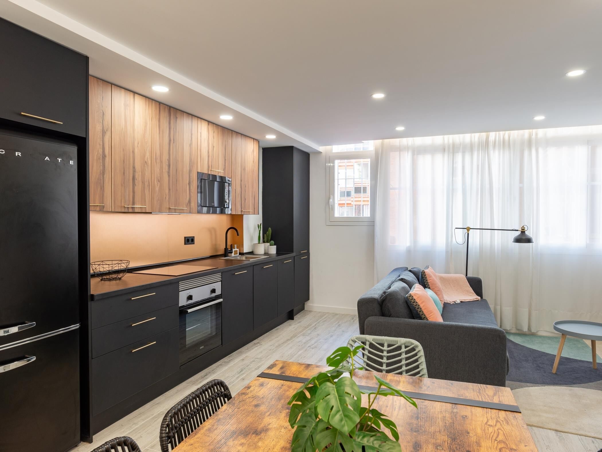 Fridge, microwave, oven, dishwasher