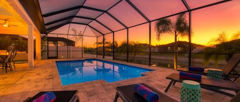 Piscine extérieure, piscine chauffée