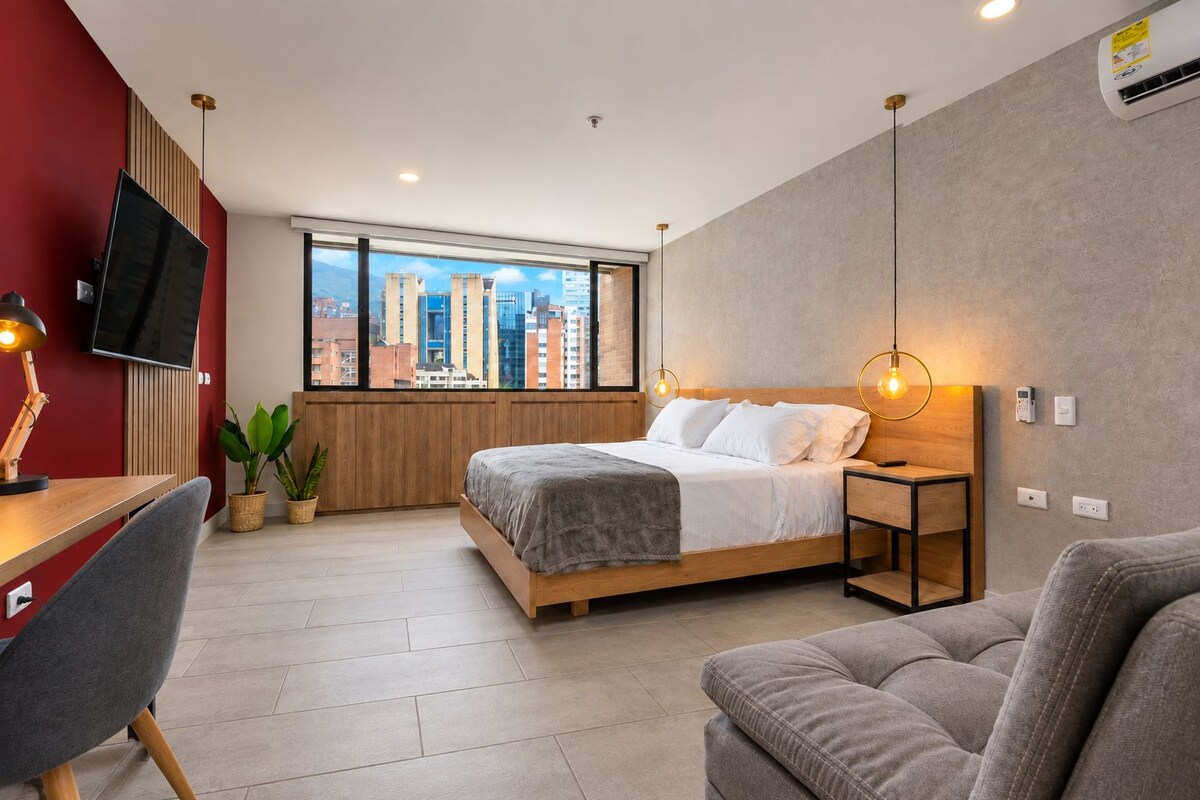 Suite estudio (1105) | Cortinas blackout, cunas gratuitas, wifi gratis y ropa de cama 