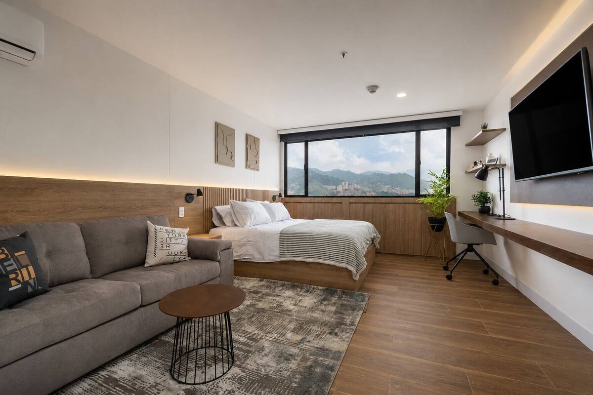 Suite estudio (1015) | Cortinas blackout, cunas gratuitas, wifi gratis y ropa de cama 