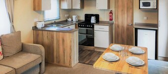 Comfortable caravan with one double and two twin.