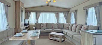 Comfortable caravan with one double and two twin.