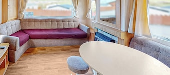 Comfortable caravan with one double and two twin.