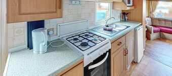 Comfortable caravan with one double and two twin.
