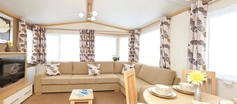 12ft-wide caravan with one double and one twin.