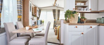 Spacious and luxurious 12-foot-wide caravan with one double and one twin.
