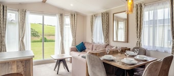 12ft-wide luxury caravan with one double and two twin.
