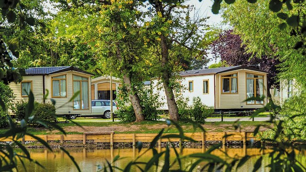 Property grounds - Mid range 12ft-wide caravan with one double and one twin. (Burnham-on-Sea)