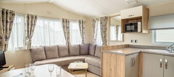 12ft-wide luxury caravan with one double and one twin.