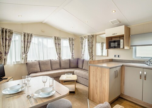 12ft-wide luxury caravan with one double and one twin.