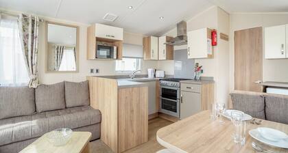 12ft-wide luxury caravan with one double and one twin.