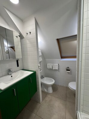 Superior Apartment | Bathroom | Shower, rainfall showerhead, bidet, towels
