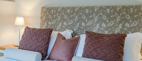 Both bedrooms have beautiful furnishings and linens, Christmas Cottage.