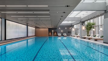 Indoor pool, seasonal outdoor pool, pool umbrellas, sun loungers