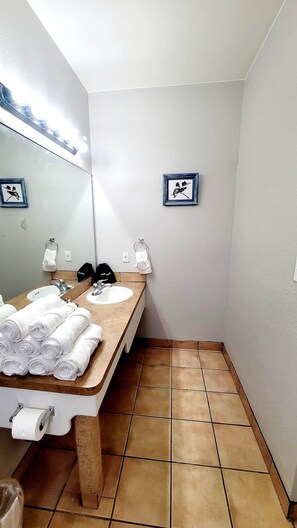 Hair dryer, towels