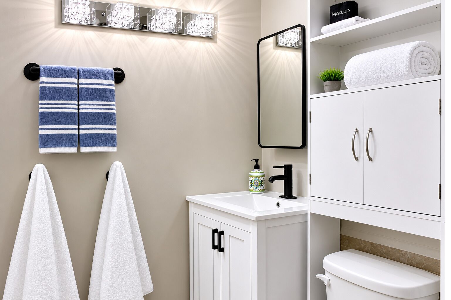 Ensemble douche/baignoire, sèche-cheveux, serviettes fournies, savon