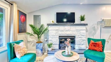 TV, fireplace, video games, offices