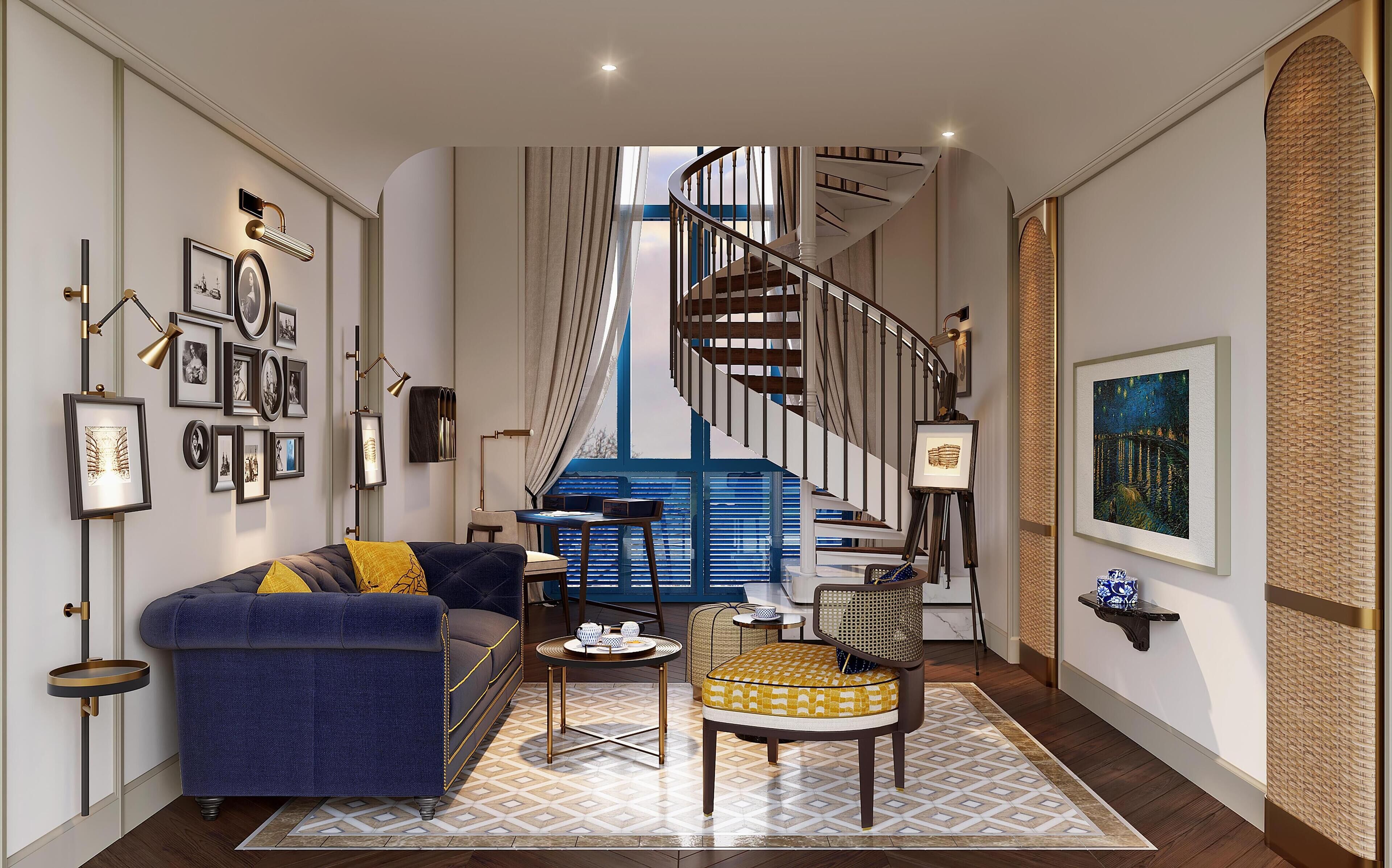 Suíte, 1 cama King, vista para o oceano | Área de estar | TV LCD 55 polegadas com canais a cabo