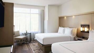 Blackout curtains, iron/ironing board, bed sheets