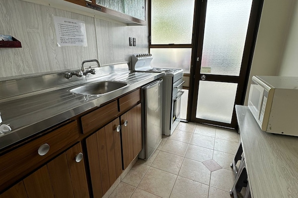 Mini-fridge, microwave, coffee/tea maker, electric kettle