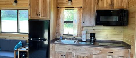 Réfrigérateur, four à micro-ondes, surface de cuisson, cafetiÚre-théiÚre