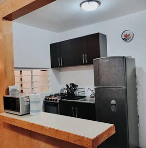 Fridge, microwave, oven, blender