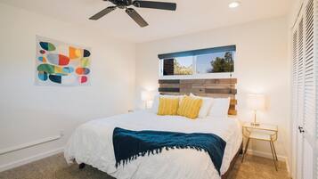 2 bedrooms, desk, iron/ironing board, travel crib