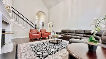 Smart TV, fireplace, foosball, table tennis