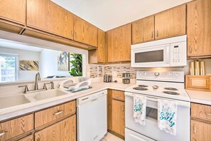 Fridge, microwave, stovetop, coffee/tea maker - Private Pool & Yard: Airy Kissimmee Retreat! (Kissimmee)