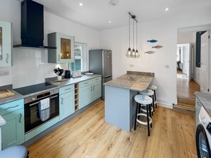 Microwave, oven, dishwasher, high chair