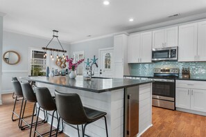 Fridge, microwave, oven, stovetop - North Myrtle Beach 5BR | Ocean Views | Walk to Sand & Shops (North Myrtle Beach)