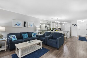 Condo, Multiple Beds, Patio | Living room | 40-inch TV with cable channels - Pointe Pleasure (Branson)