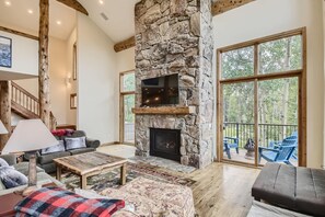 House, Multiple Beds, Fireplace, Mountain View (Coronet Crest) | Living area | 50-inch flat-screen TV with digital channels, fireplace - Secluded Mtn House w/ Scenic Views - Pet Friendly (Breckenridge)