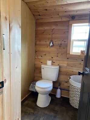 Shower, towels, toilet paper