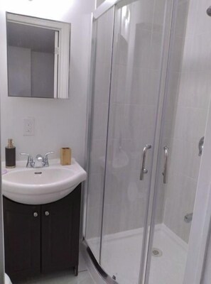 Douche, séchoir à cheveux, bidet, serviettes fournies