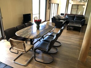 Family Villa | Living area | 50-inch flat-screen TV with digital channels, TV, offices