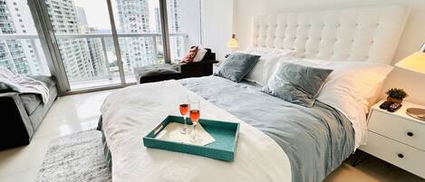 1 bedroom, desk, iron/ironing board, travel cot