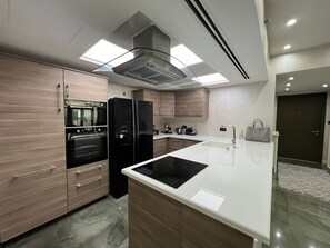 Fridge, microwave, oven, stovetop - Modern and Cozy, facing the opera and Burj Khalifa (Dubai)