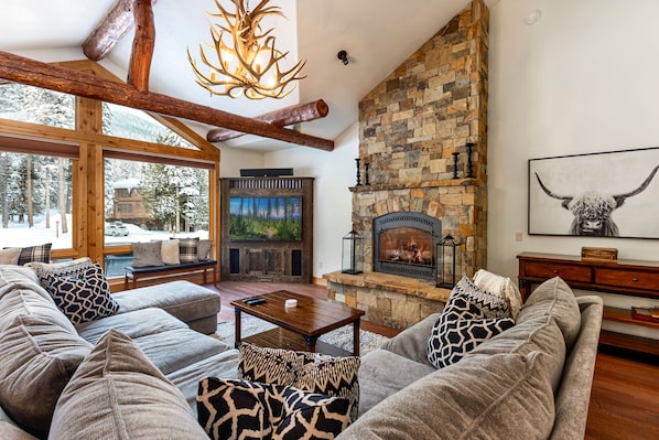 TV, fireplace